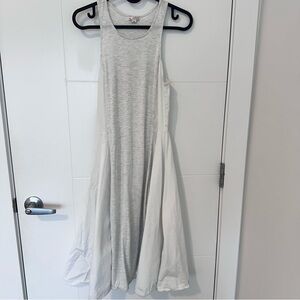 GAP Mixed Media Fit & Flare Tank Dress Two Tone Grey White Size XS